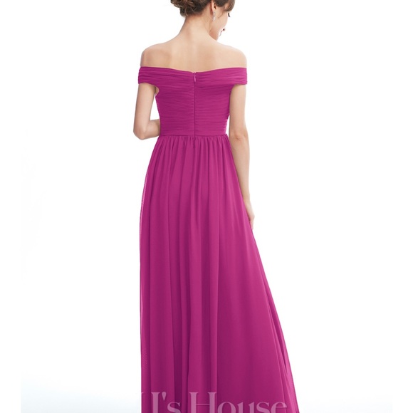 Floor length chiffon maternity dress- Fuchsia - Picture 3 of 5